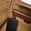 Small crocodile-print leather marine bag, brown Small crocodile-print leather marine bag, brown