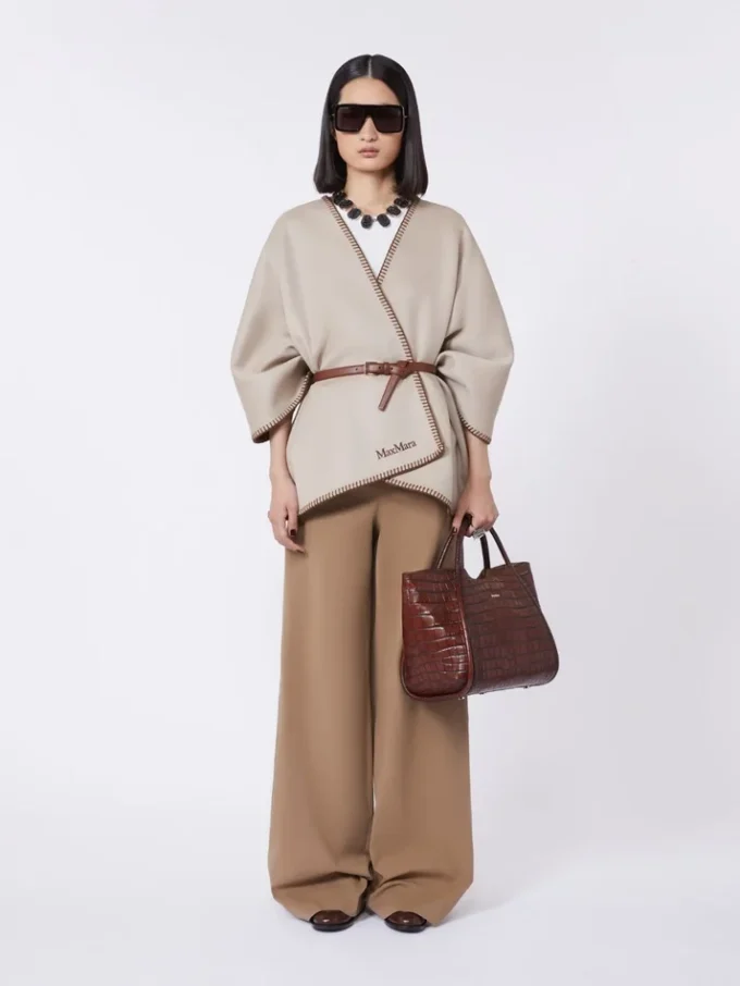 Small crocodile-print leather marine bag, brown Small crocodile-print leather marine bag, brown