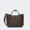 Small marine bag in diamond-patterned basketweave, dark brown