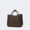 Small marine bag in diamond-patterned basketweave, dark brown
