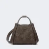 Small marine bag in diamond-patterned basketweave, dark brown
