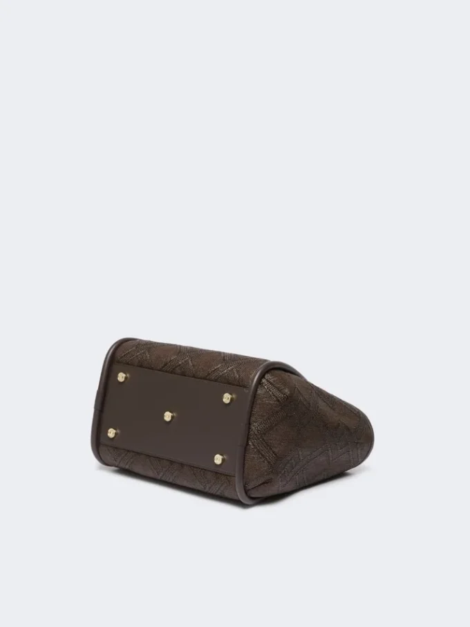 Small marine bag in diamond-patterned basketweave, dark brown
