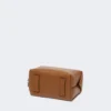 Small natural leather bowler bag, amber brown