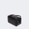 Small natural leather bowler bag, black