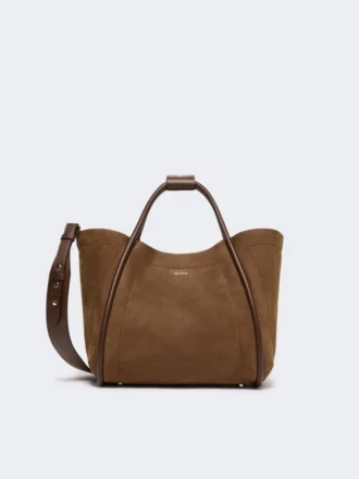 Small nubuck leather marine bag, dark brown
