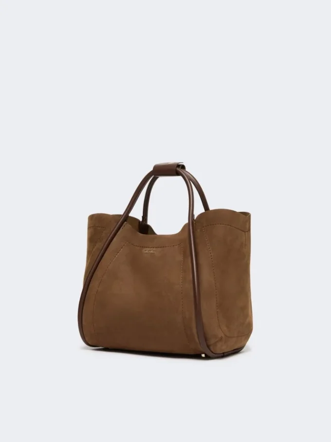 Small nubuck leather marine bag, dark brown