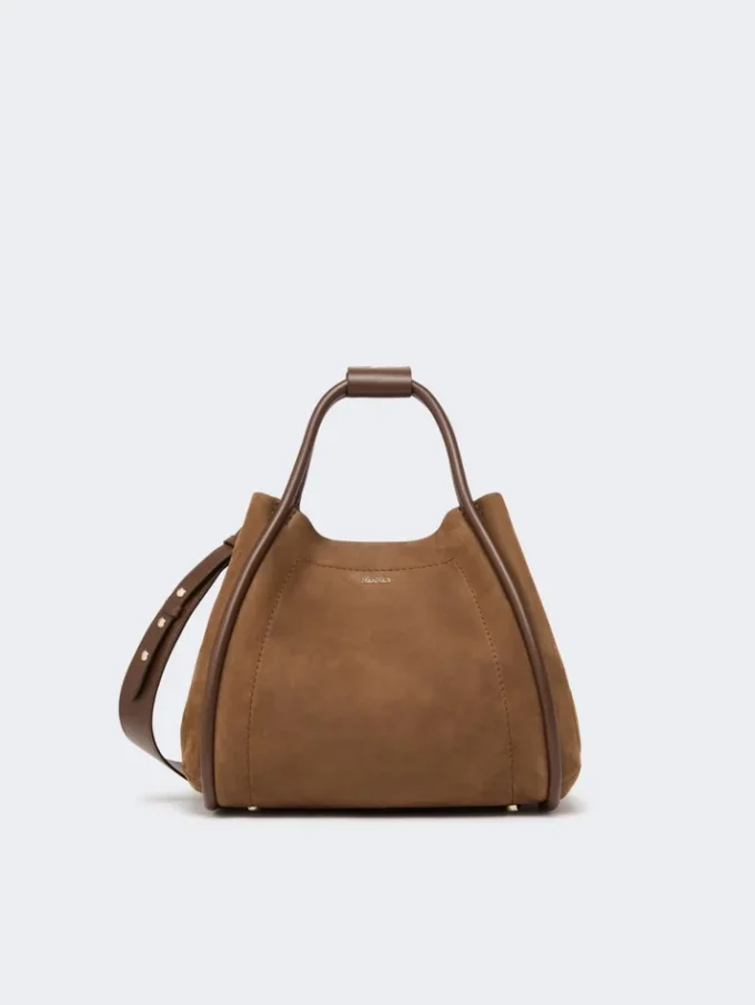 Small nubuck leather marine bag, dark brown