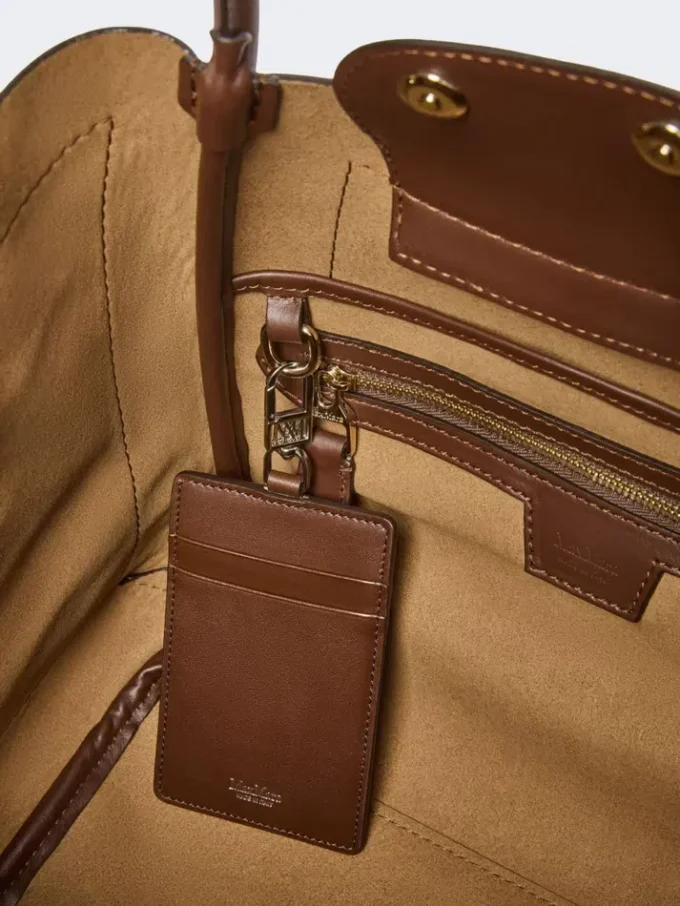 Small nubuck leather marine bag, dark brown