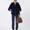 Small nubuck leather marine bag, dark brown