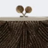 Small raffia-effect pasticcino bag, dark brown