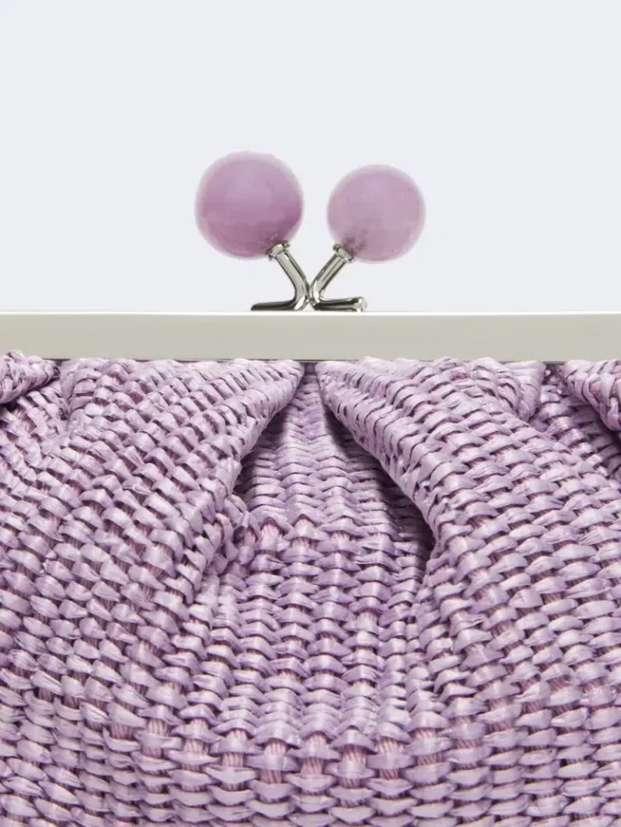 Small raffia-effect pasticcino bag, lilac