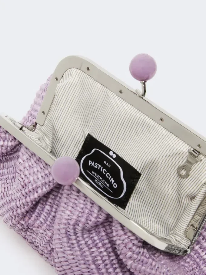 Small raffia-effect pasticcino bag, lilac