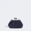 Small raffia-effect pasticcino bag, ultramarine