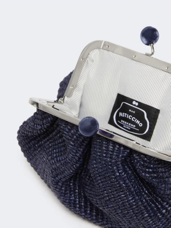 Small raffia-effect pasticcino bag, ultramarine