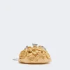 Small raffia-effect pasticcino bag with flowers, beige