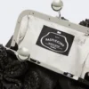 Small raffia-effect pasticcino bag with flowers, black