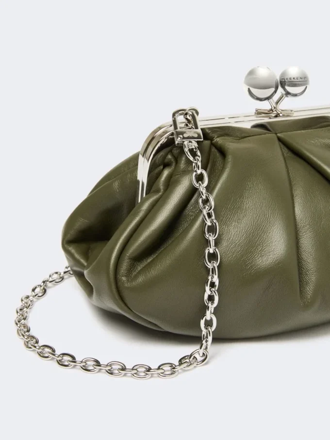 Small sheepskin pasticcino bag, dark green