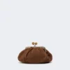 Small suede pasticcino bag, dark brown