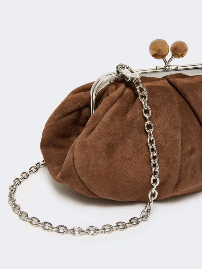 Small suede pasticcino bag, dark brown