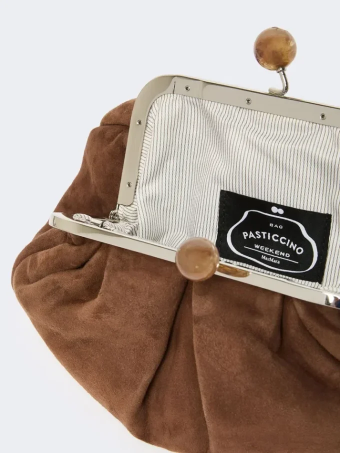 Small suede pasticcino bag, dark brown