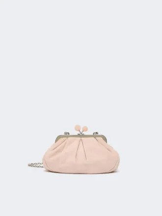 Small suede pasticcino bag, powder
