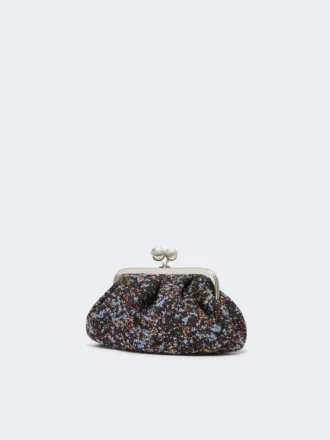 Small wool boucla pasticcino bag, avio
