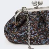 Small wool boucla pasticcino bag, avio