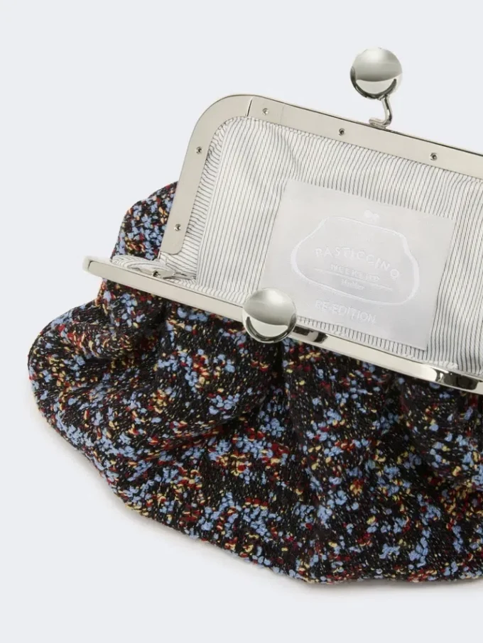 Small wool boucla pasticcino bag, avio