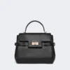 Smooth leather handbag, black