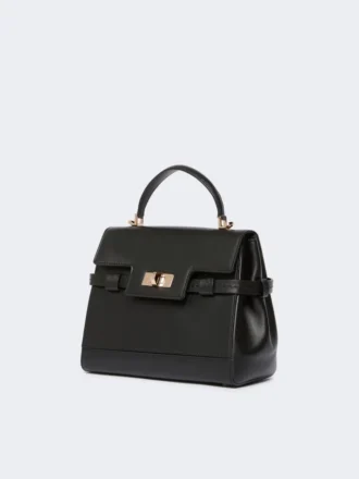Smooth leather handbag, black