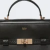 Smooth leather handbag, black