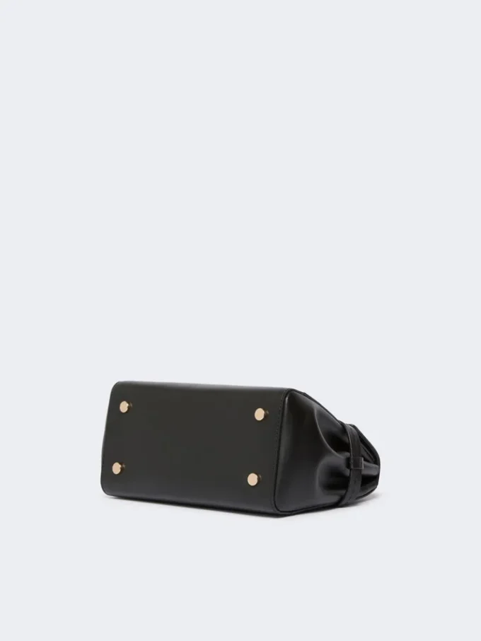 Smooth leather handbag, black