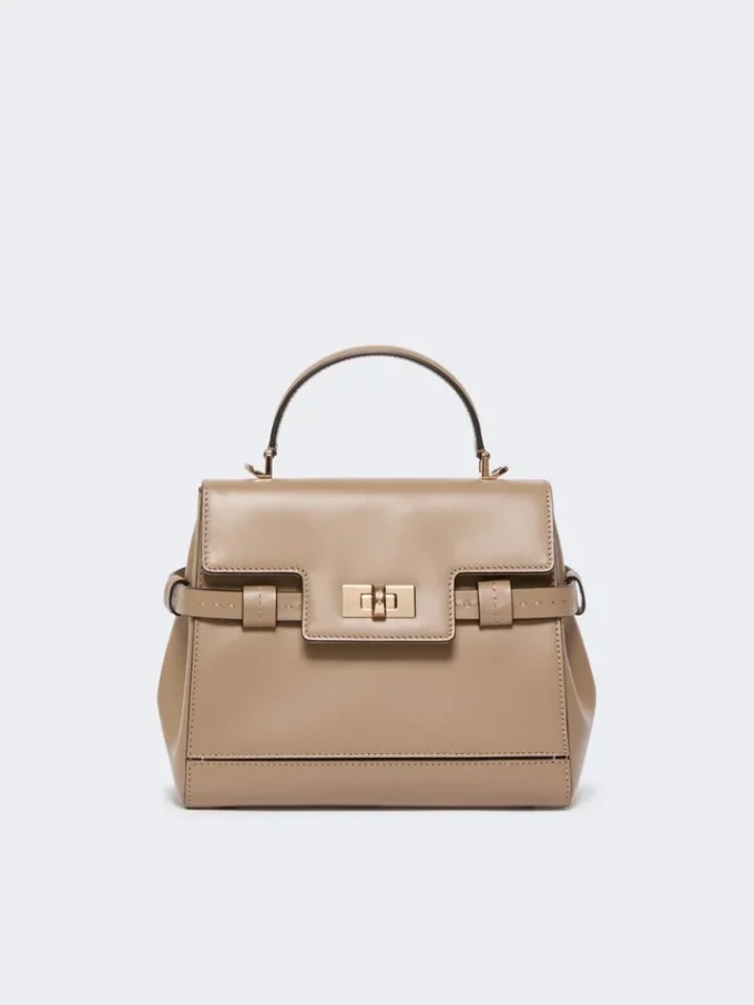 Smooth leather handbag, mud
