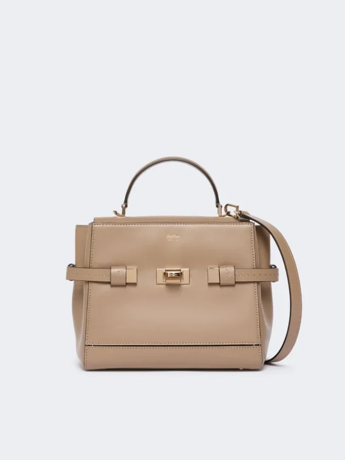 Smooth leather handbag, mud