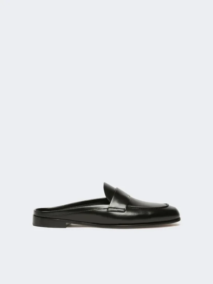 Smooth leather mule moccasins, black Smooth leather mule moccasins, black