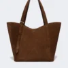 Split leather archetipo handbag, dark brown