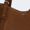 Split leather archetipo handbag, dark brown