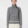 Stockinette-stitched cashmere polo-neck sweater, ultramarine Stockinette-stitched cashmere polo-neck sweater, ultramarine