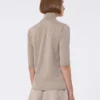 Stockinette-stitched wool polo-neck sweater, brown Stockinette-stitched wool polo-neck sweater, brown