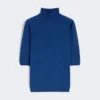 Stockinette-stitched wool polo-neck sweater, china blue Stockinette-stitched wool polo-neck sweater, china blue
