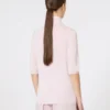 Stockinette-stitched wool polo-neck sweater, pink Stockinette-stitched wool polo-neck sweater, pink