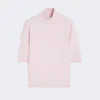 Stockinette-stitched wool polo-neck sweater, pink Stockinette-stitched wool polo-neck sweater, pink