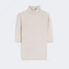 Stockinette-stitched wool polo-neck sweater, powder Stockinette-stitched wool polo-neck sweater, powder