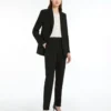 Straight-fit cady trousers, black