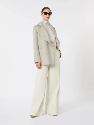 Straight-fit cotton twill trousers, ivory