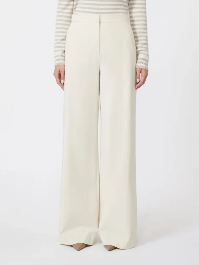 Straight-fit cotton twill trousers, ivory