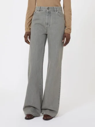 Straight-fit denim trousers, black