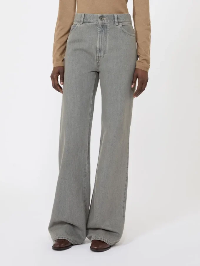 Straight-fit denim trousers, black
