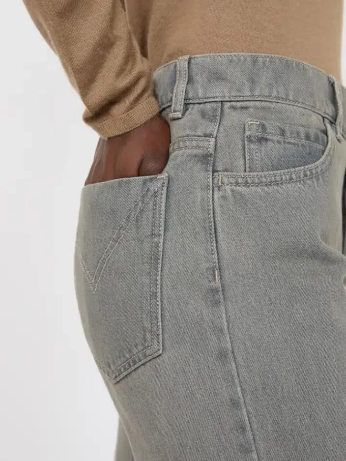 Straight-fit denim trousers, black