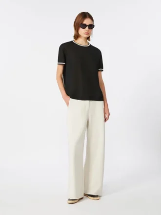 Straight-fit scuba jersey trousers, beige